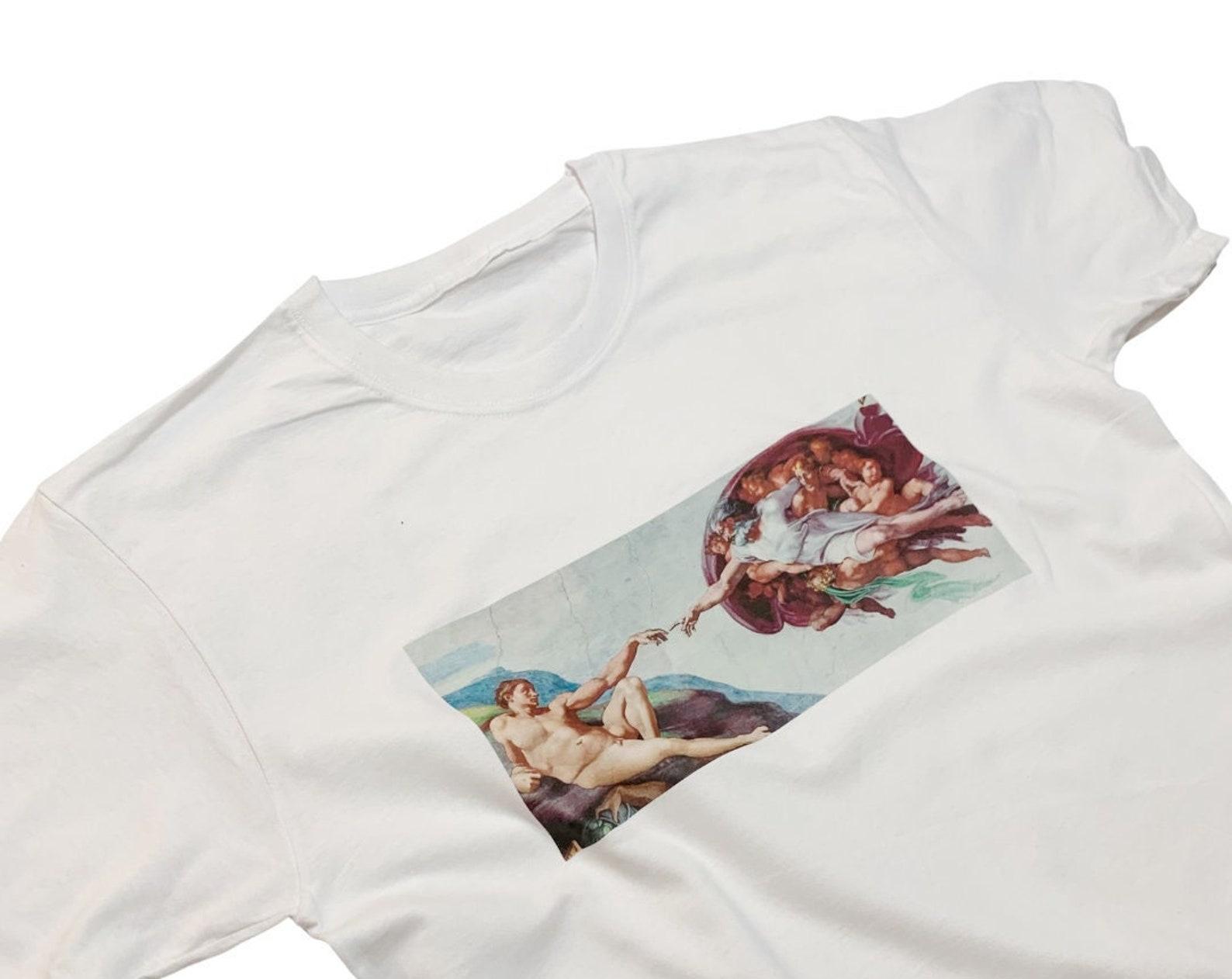 Creation of Adam T-Shirt: Michelangelo Art, Christian Aesthetic 2XL