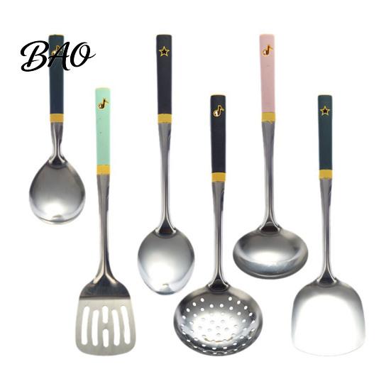 Multipurpose Cooking Spoons Stainless Steel Kitchen Utensil, Spatula Ladle Slotted Turner Rice Spoon, Ergonomic Handle Utensil Heat-Resistant