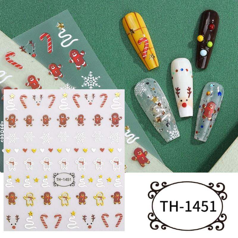 6 Sheets Snowflake Nails Art Stickers Tree Nail Decals Christmas Nail Stickers Nails Art Decorations Manicures Stickers