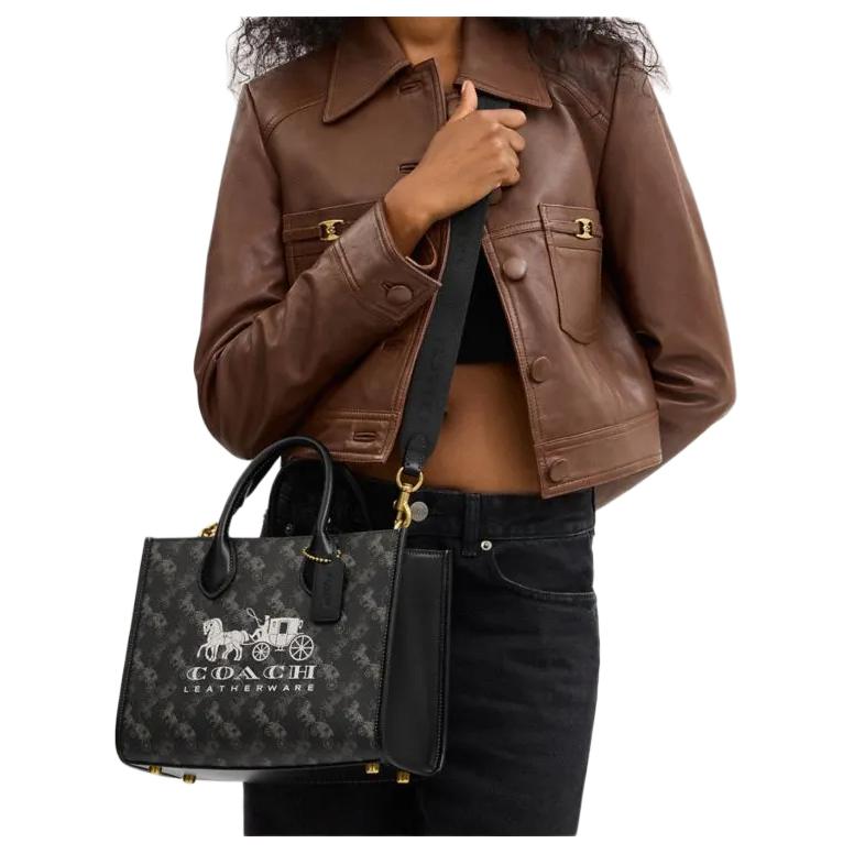 Coach Ace 26 Logo-Print Tragetasche Damen Tragetaschen Trüffelschwarz CR680-B4SI1