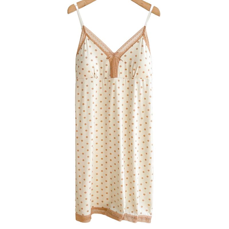 Women's Camisole Nightgown - Lace, Sexy Girlish Style, with Chest Pads, for Spring & Autumn.