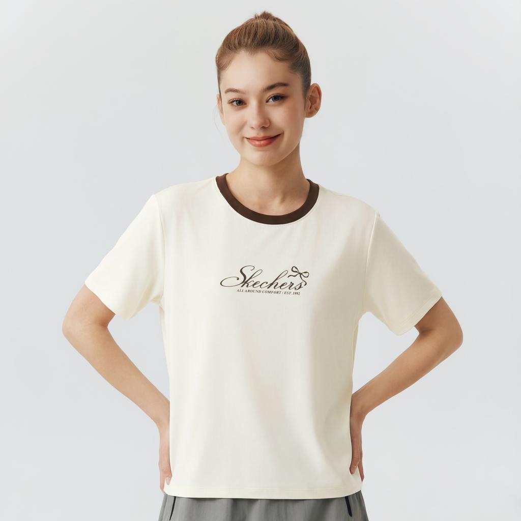 Skechers Moisture Wicking Solid Color Crew Neck Pullover Regular T-Shirt Women tops L126W030-0074