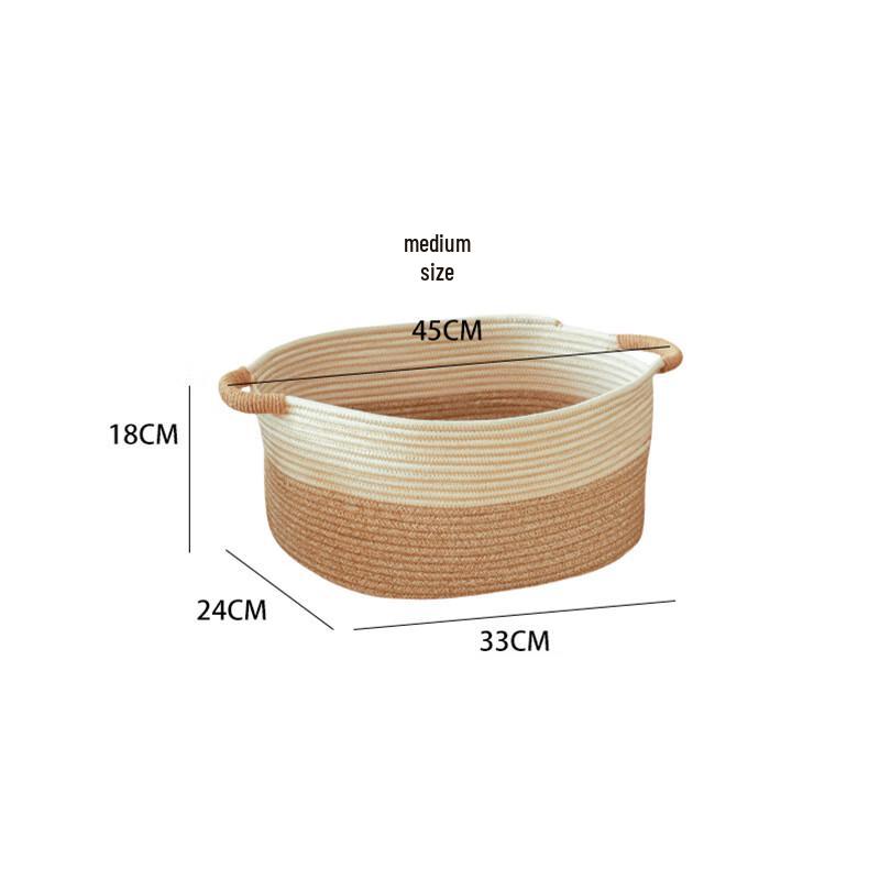 Средняя плетёная хлопковая корзина для хранения