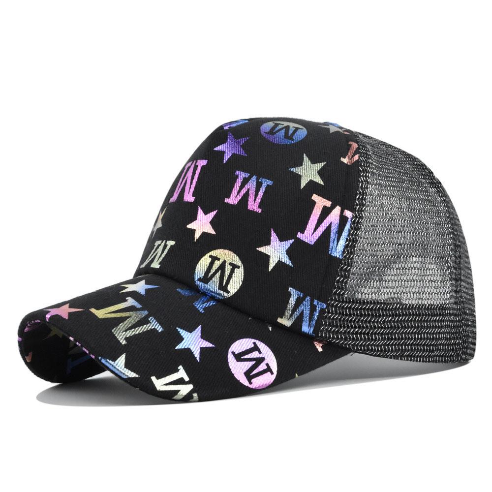 Korean Style Alphabet Print Baseball Cap Casual Cotton Sun Hat With Mesh Duck Tongue Embroidered Cap Wholesale