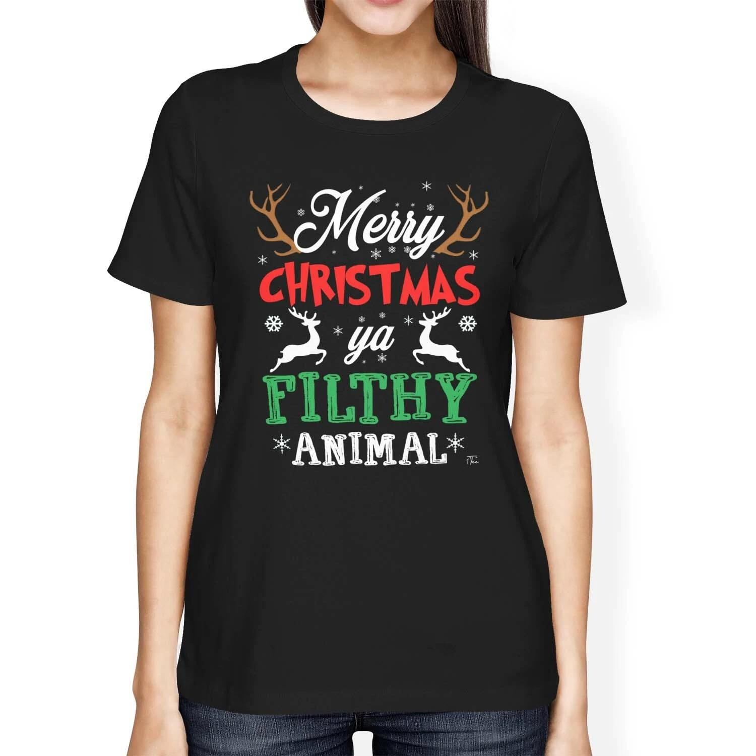 1Tee Womens Loose Fit Merry Christmas Ya Filthy Animal T-Shirt XXXXL