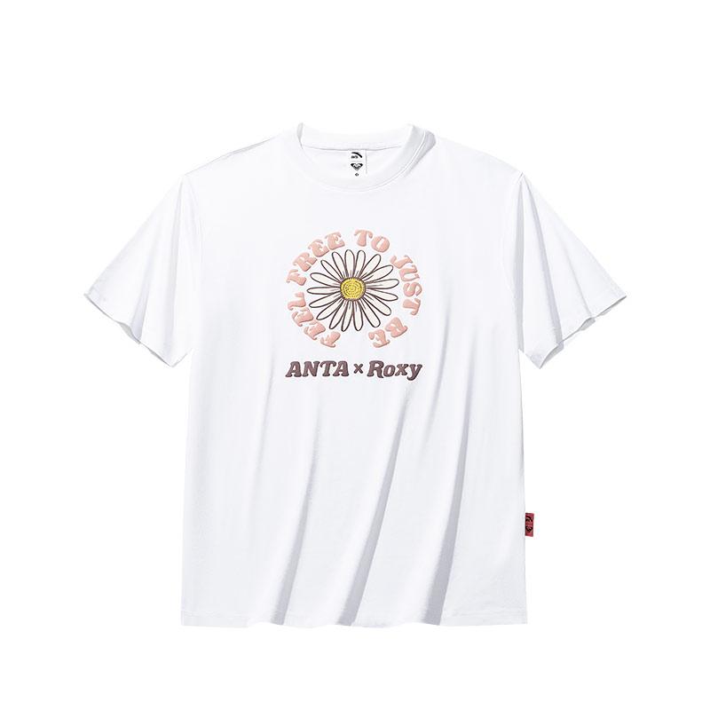

Anta Lifestyle Series Letter Round Neck Breathable Versatile Casual Short Sleeve T-Shirt Women T-Shirts Snow-White 162528108-1 M