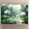 1pc White Lotus Pattern Tapestry, Polyester Fabric, Machine Washable, Suitable for Bedroom and Living Room Decoration.