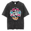 Zachodni T-shirt z Panterką dla Mamy Babci Vintage Spłowiały Czarny Bawełniany Luźny Krótki Rękaw Top dla Boho Mam