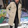 Men's Slim Fit Double-Breasted Casual Jacket Color Long Sleeve with Lapel Collar for Spring and Fall