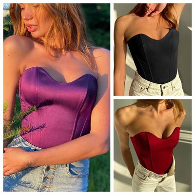 Topuri cu tuburi sexy pentru femei, solid, fără mâneci, subțire, corset subțire, decupat, vară, ocazional, elegant, vestă fără bretele