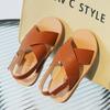 Kids Cross Strap Open Toe Velcro Sandals Summer Casual Beach Shoes For Boys Girls