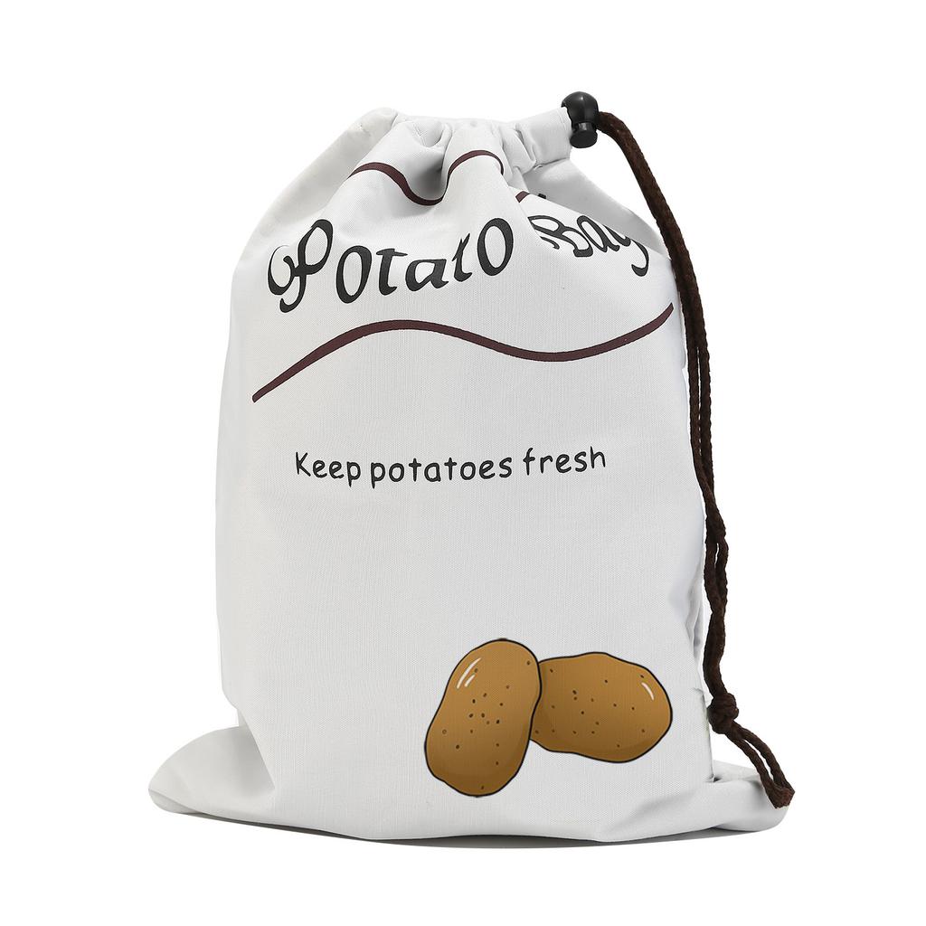 Reusable Onion Potatoes Storage Bag Large Drawstring Canvas Storage Bags With Side Zipper Keep Fresh Vegetable Fruit Organizer