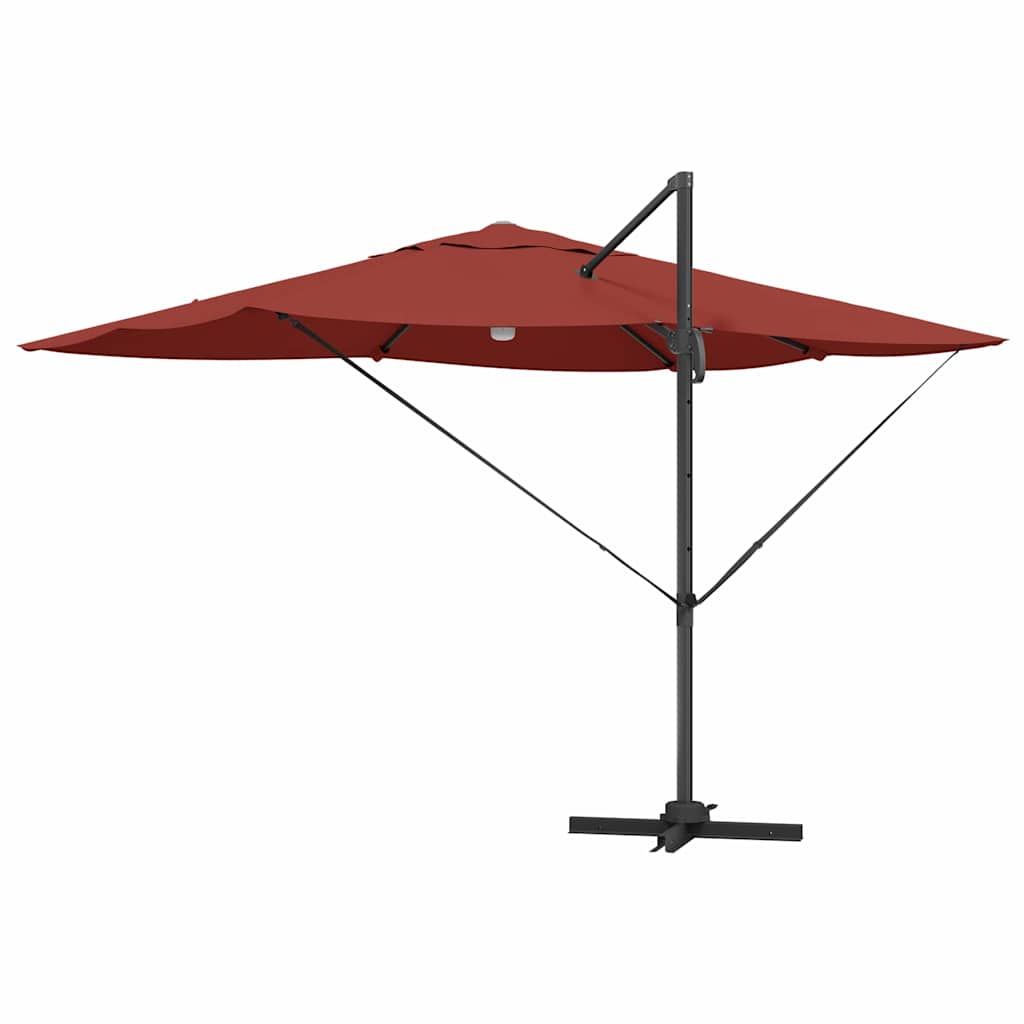 Cantilever Sun Umbrella with LED Light Strips Terracotta 351 X 250 X 253 Cm