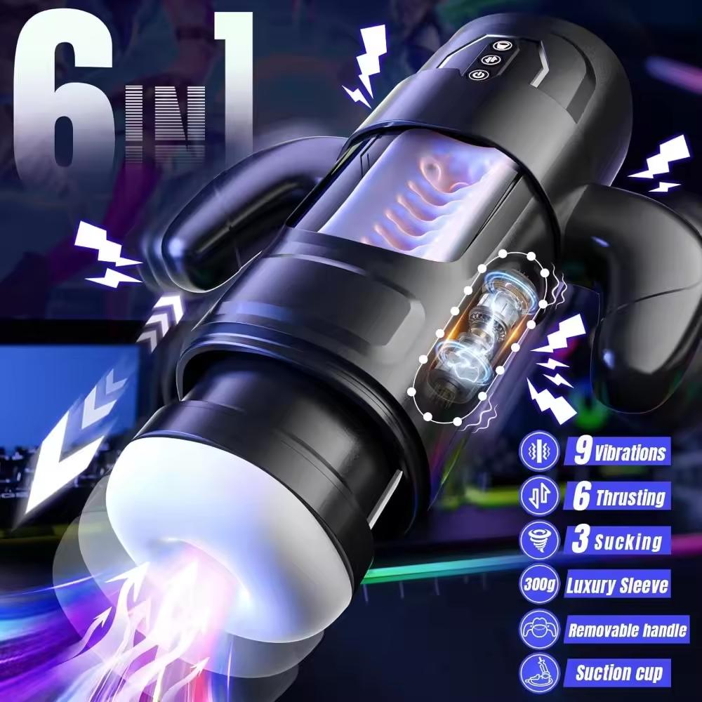 Telescopic Automatic Male Mastubator Cup 9 Vibrations & 6 Thrusting & 3 Sucking Mode Penis Pump Massager Adult Sex Machine Toys Men