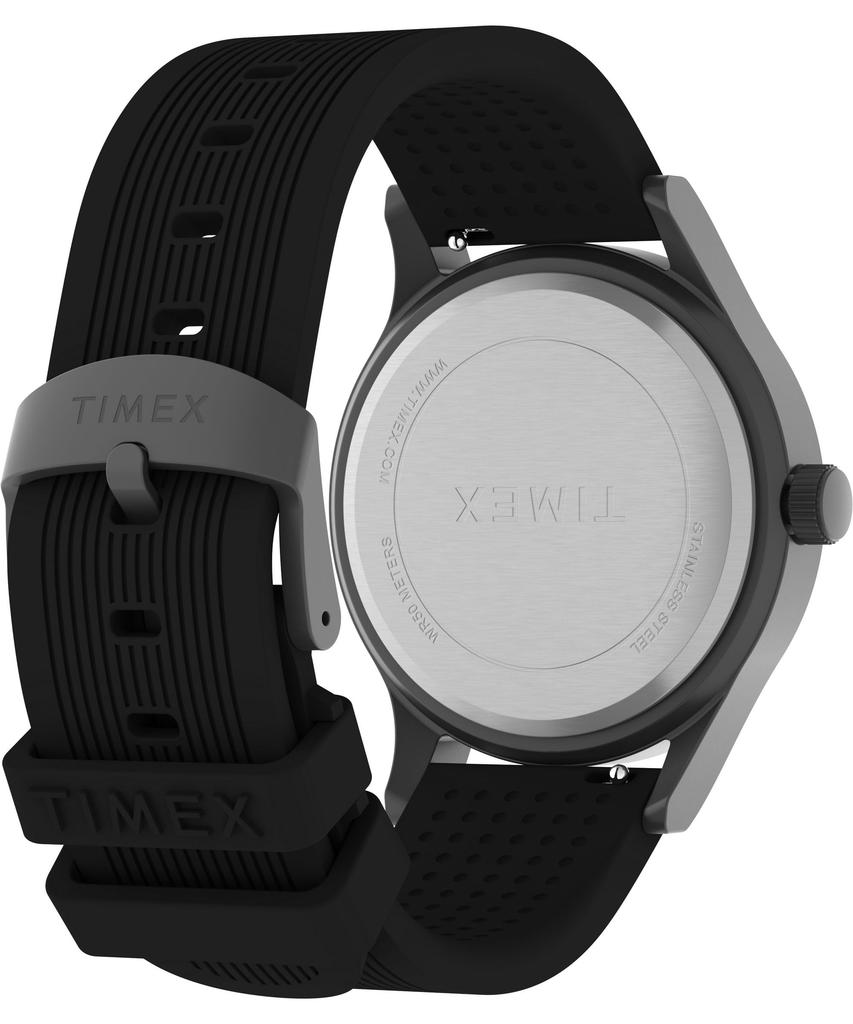 TIMEX Expedition Scout Watch 40mm Black Case and Dial Olive Leather Slipthrough Strap