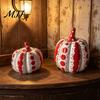 Autumn Harvest Table Centerpieces Ceramic Pumpkin Sculpture, Modern Polka Dot Figurine, Farmhouse Fall Seasonal Mantel Decor Tabletop Decoration