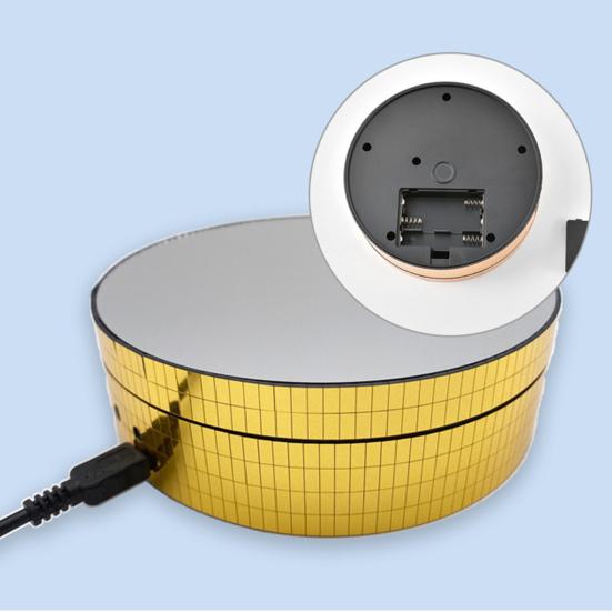 12cm Rotating Display Stand Mirror 360 Degree Rotation Electric Turntable Jewelry Holder for Photography