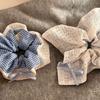 Blue Plaid Double-Sided Bow Ballet Hair Tie - Mori Style