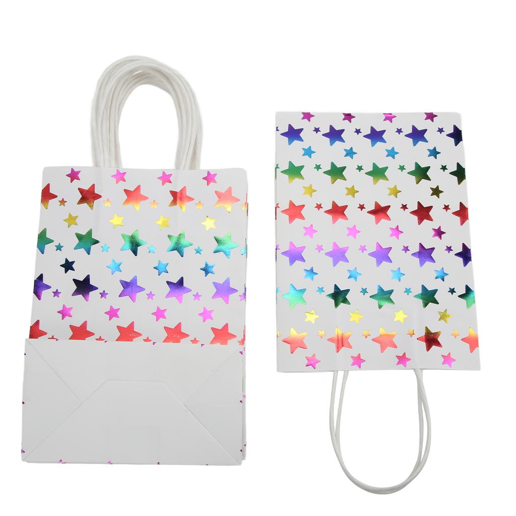 10Pcs Gift Bags Five Pointed Star Pattern Strong Durable Paper Material Bright Colors Wide