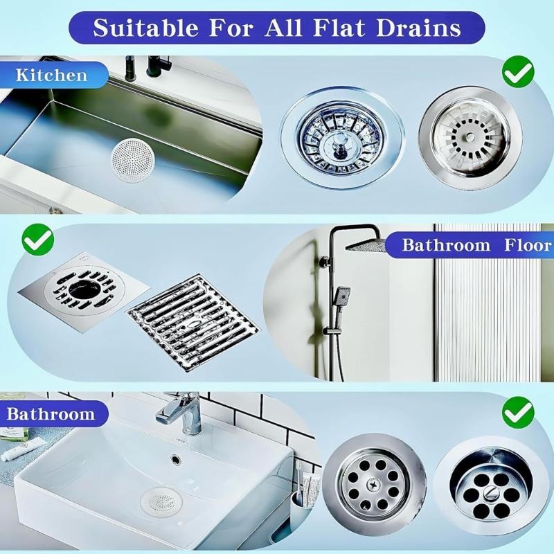 Pack of 2 Hair Catcher Drain Cover 5inch rustless Construction Sink Catches Standard Fit for Sink Tub Shower Applications