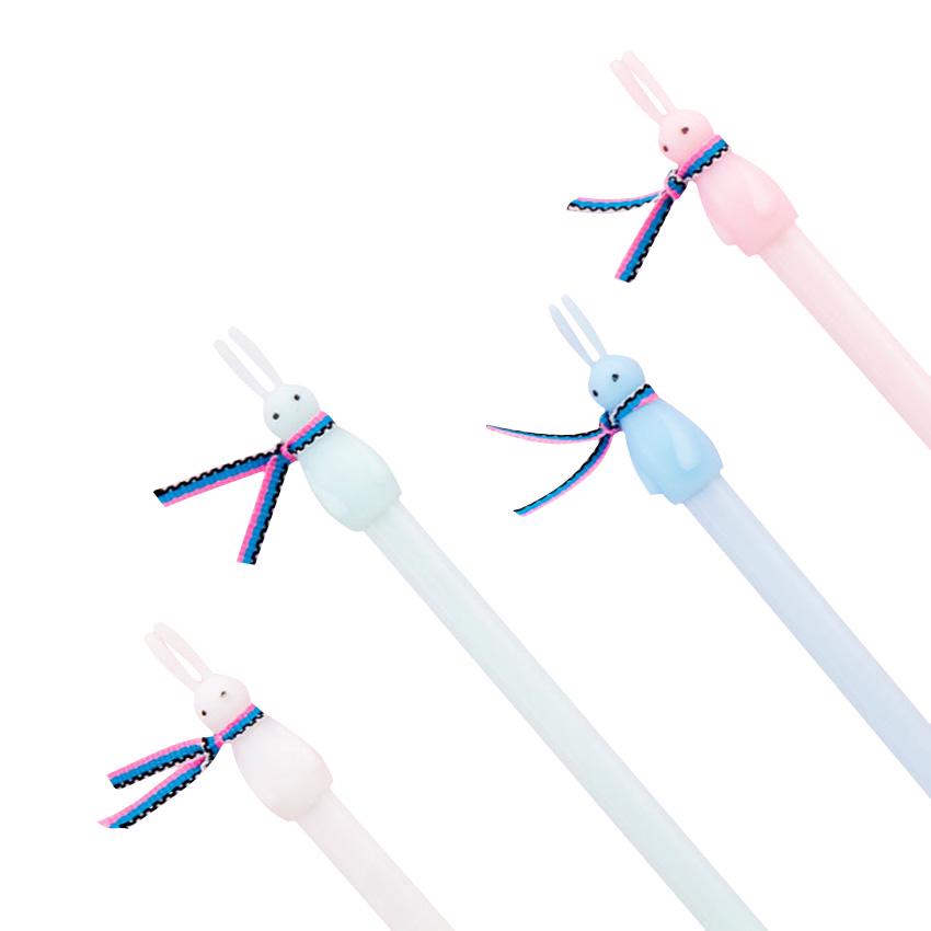 3 buc / Lot Desene Animate Drăguț Bavetă Iepure cu Urechi Lungi Pix cu Gel Negru 0,5 mm Rechizite Școlare de Birou Papetărie