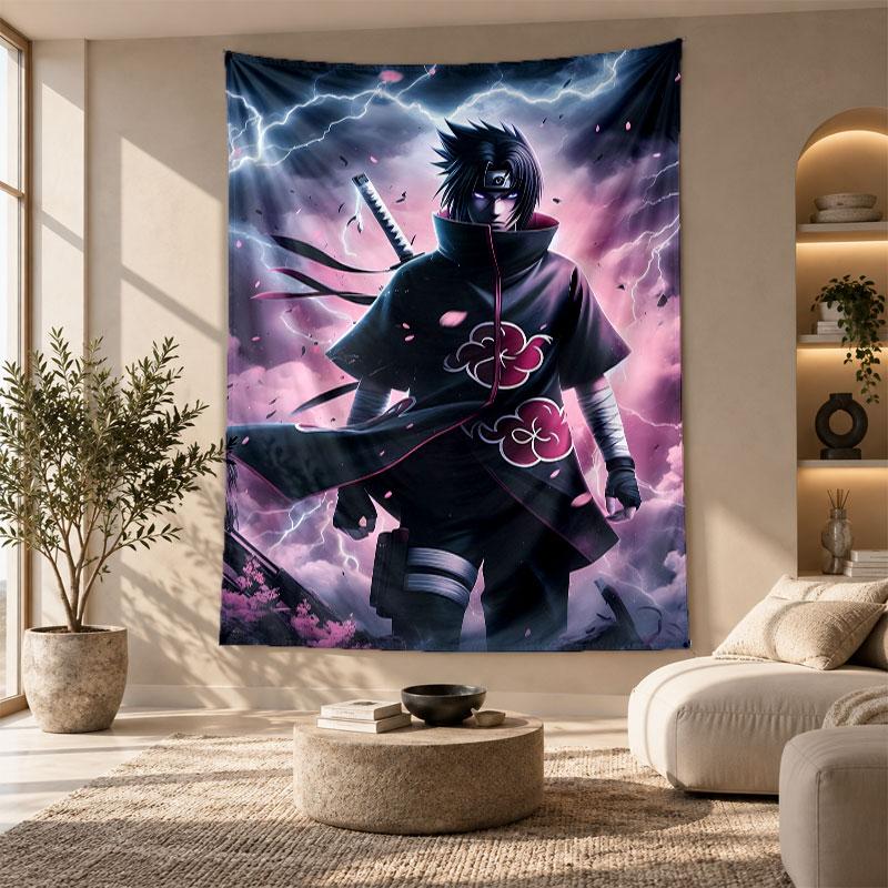 Decorative Tapestry,Sasuke Uchiha Printed Wall Art, Lightweight Wall Hanging For Bedroom Background