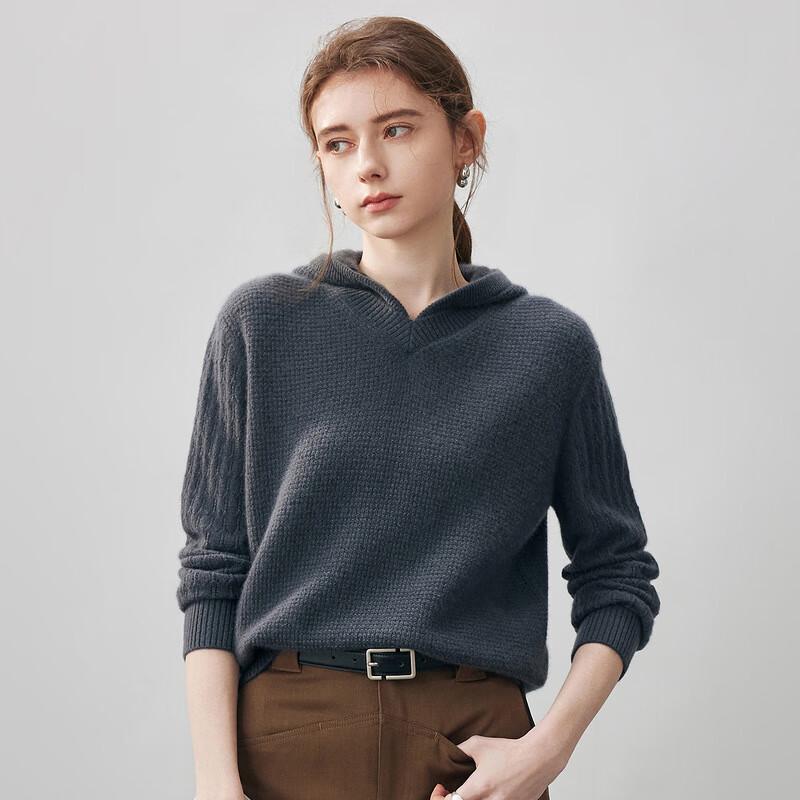 Comon Boca Women's Hooded 100% Cashmere Sweater