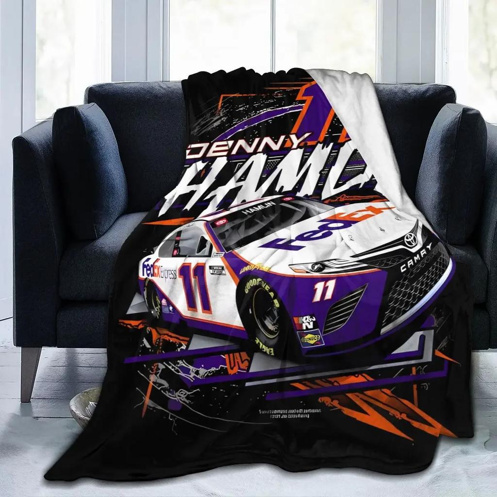 Denny Hamlin 11 All Season Fleece Blanket Throw Ultra Soft Flannel Blanket Digital Printed Premium Fluffy Microfiber Fleece