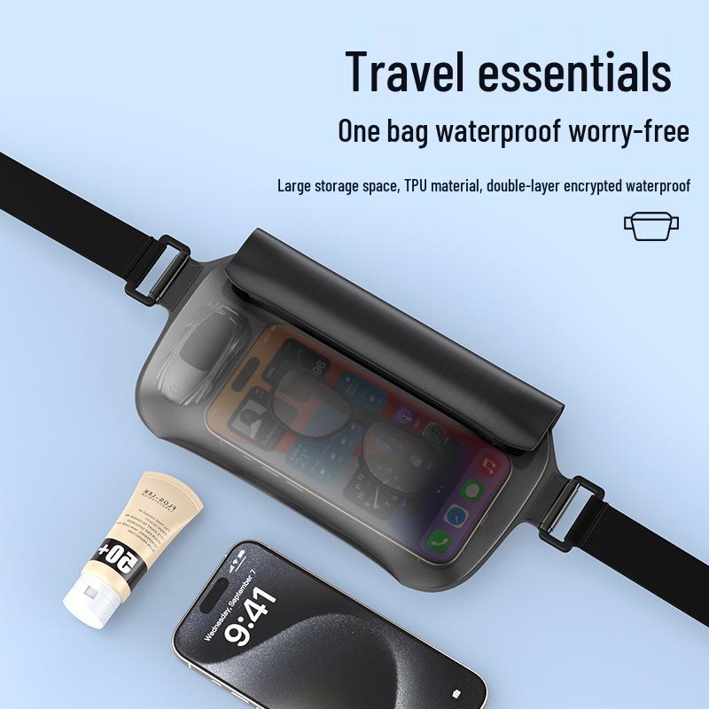 IPX8 Waterproof TPU Phone Pouch: Large Capacity Waist Pack for Swimming, Diving, Rafting, Dustproof Protection.