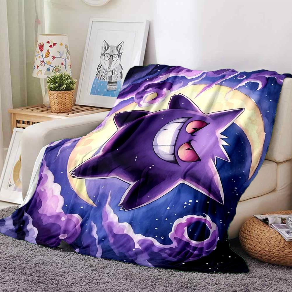Gengar Moon Flannel Blanket Super Soft Warm Cozy Blanket for Sofa Bed Office Travel All‑Season Home Decor Gift