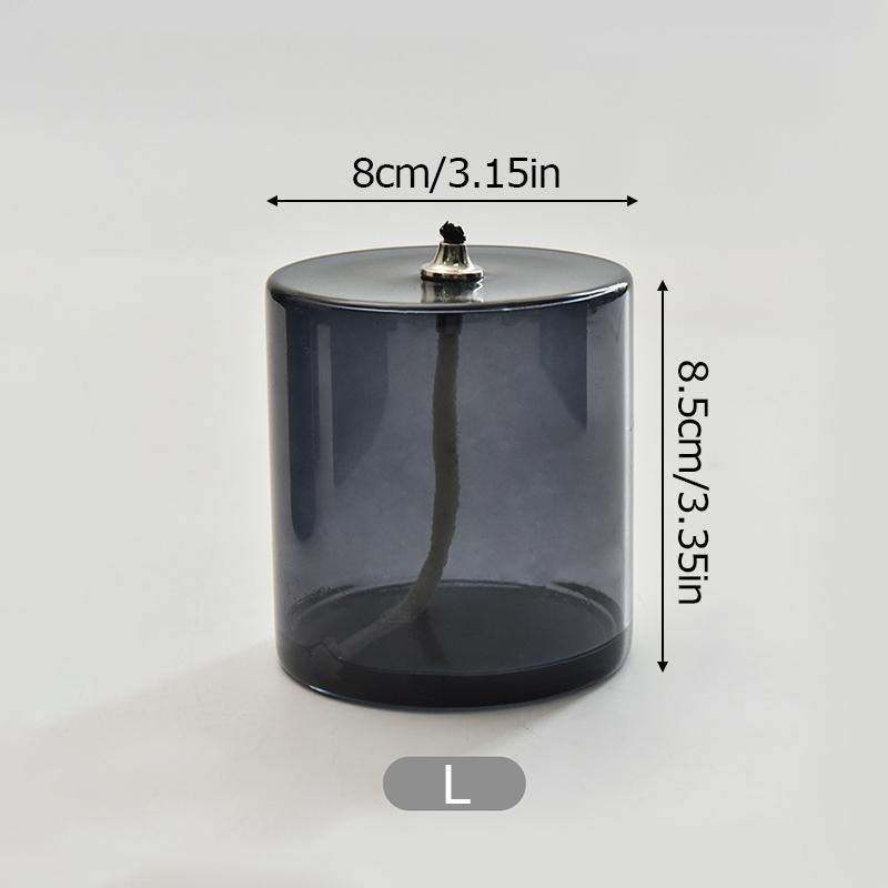 1PC Table Candle Rustic Oil Lamp with Wick Home Decoration Grey Green Cylindrical Transparent Glass Candlestick Christmas Dinner