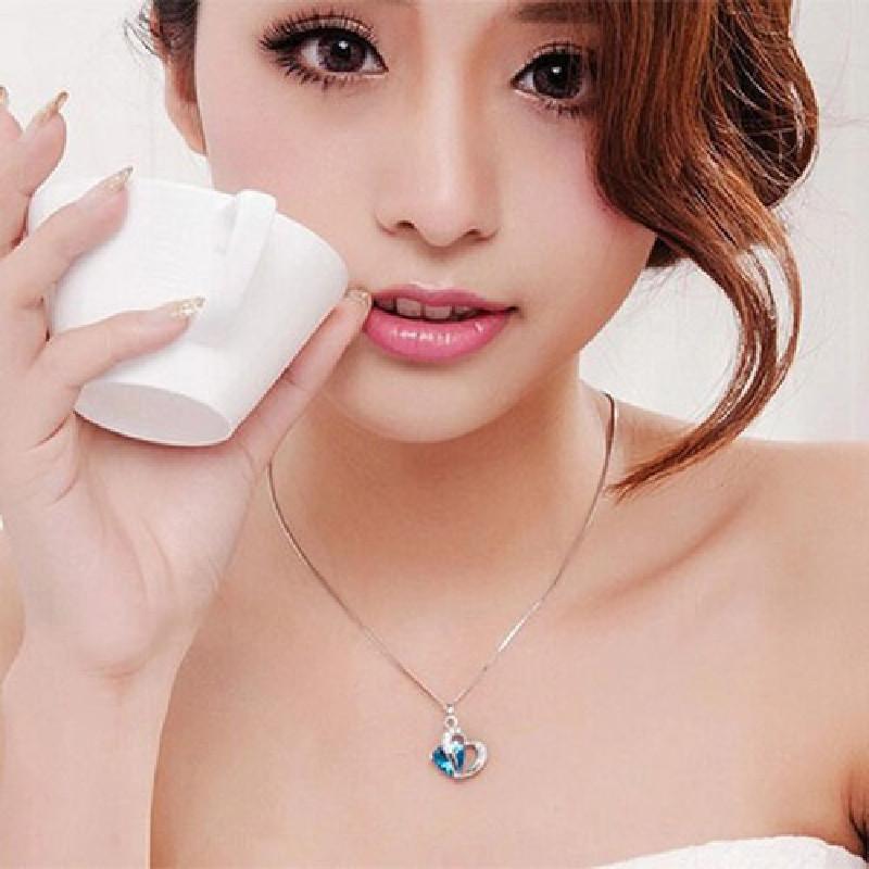 Korean Style Heart-shaped Zircon Crystal Necklace Collarbone Chain For Women Employee Benefits Wedding Travel Souvenir K132