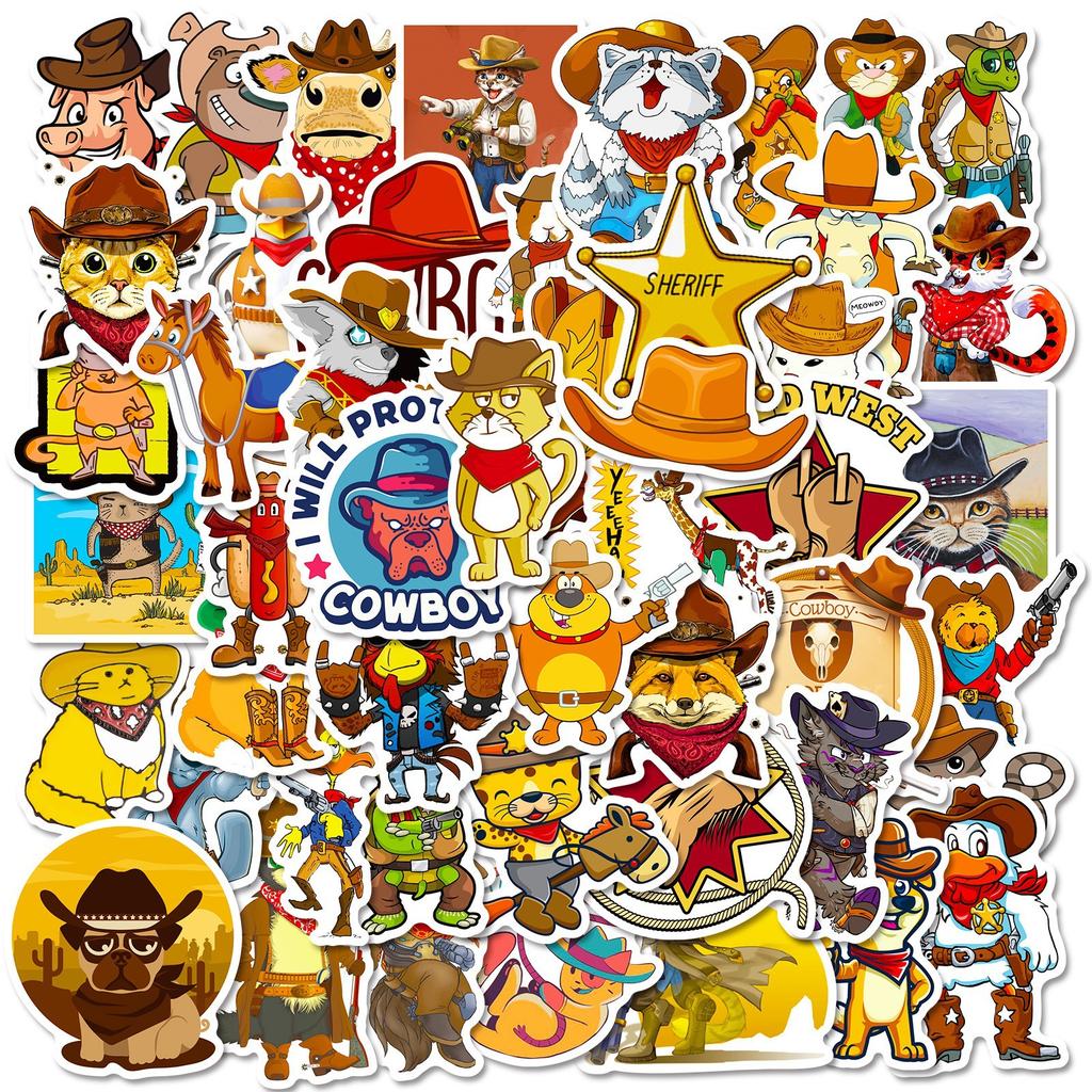 50 Cartoon Western Series Stickers New Car Mobile School Bag