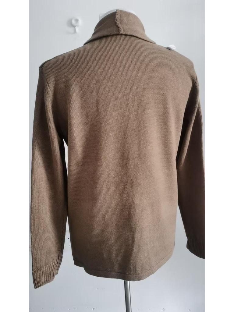 2024 Men's Autumn Color-Blocked Knitted Sweater with Lapel and Long Sleeves