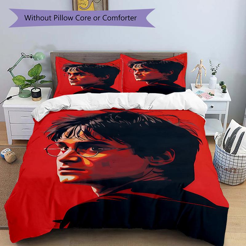 3pcs Harry Potter Bedding Set, Soft Polyester Duvet Cover and Pillowcases Machine Washable Seasons all suitable 05