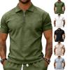 Men's Summer Small Check Casual Loose-Fit Minimalist Zipper Shirt