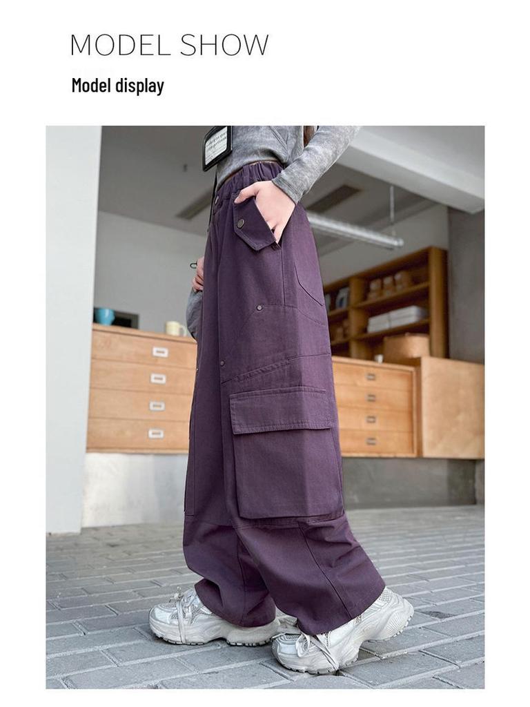 Girls' Wide-Leg Cargo Pants - Cool Street Style for Autumn 2025