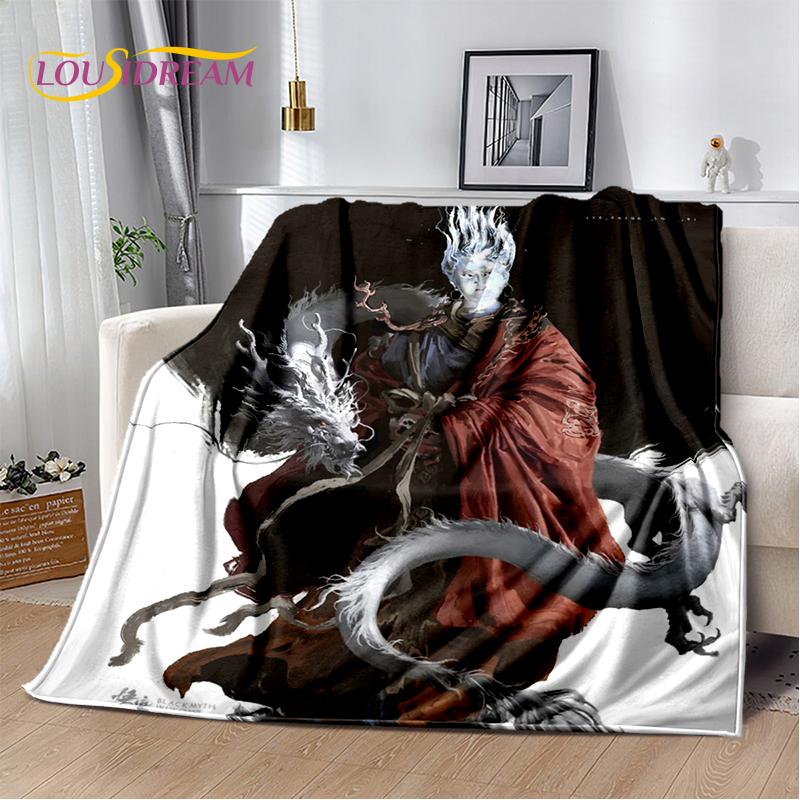3D Black Myth Wukong Monkey King Cartoon Game Soft Blankets,Throw Blanket Comfortable Blanket for Picnic Beds Sofa Home Bedroom
