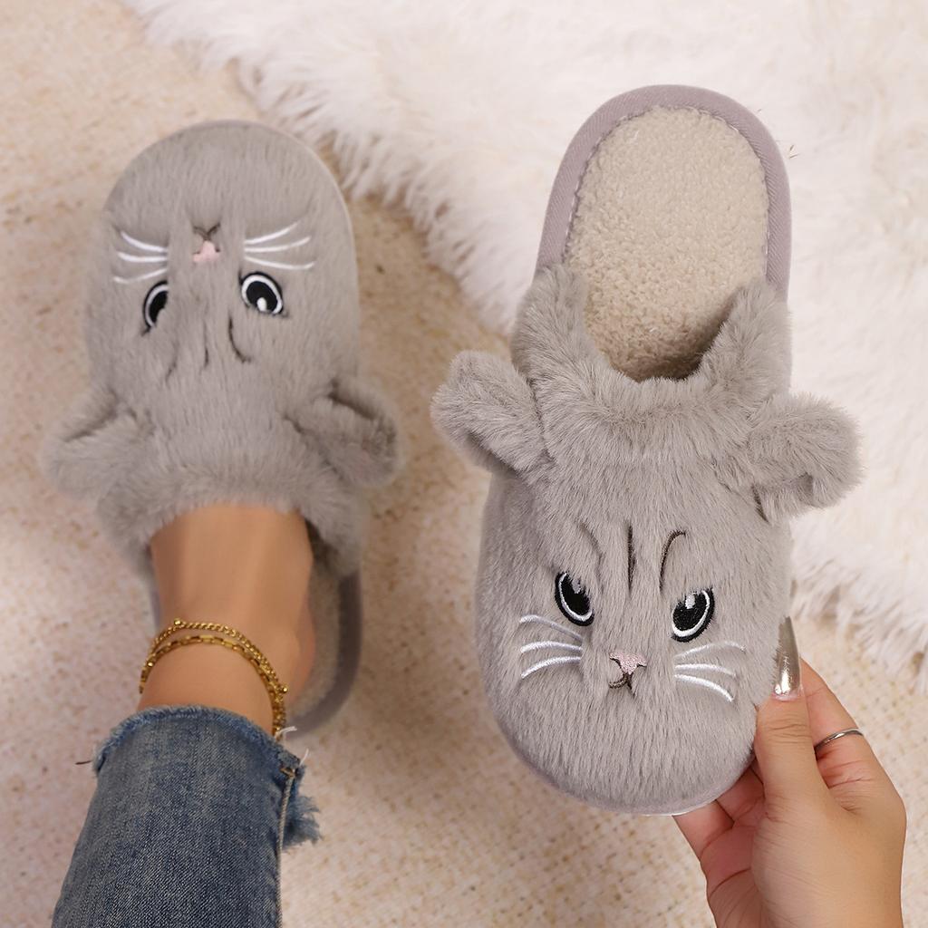 Damen Winterschuhe Warm Indoor Warme und Niedliche Katzen Hausschuhe