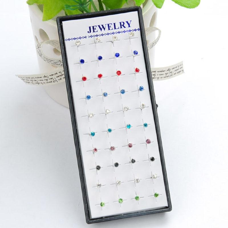 Cercei cu șuruburi din argint, 40 buc, la modă, pentru femei, cu cristale de floarea soarelui și strasuri