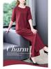 Stylish Cotton Linen Summer Outfit Set for Middle-aged Women - Short Sleeve Top 2026