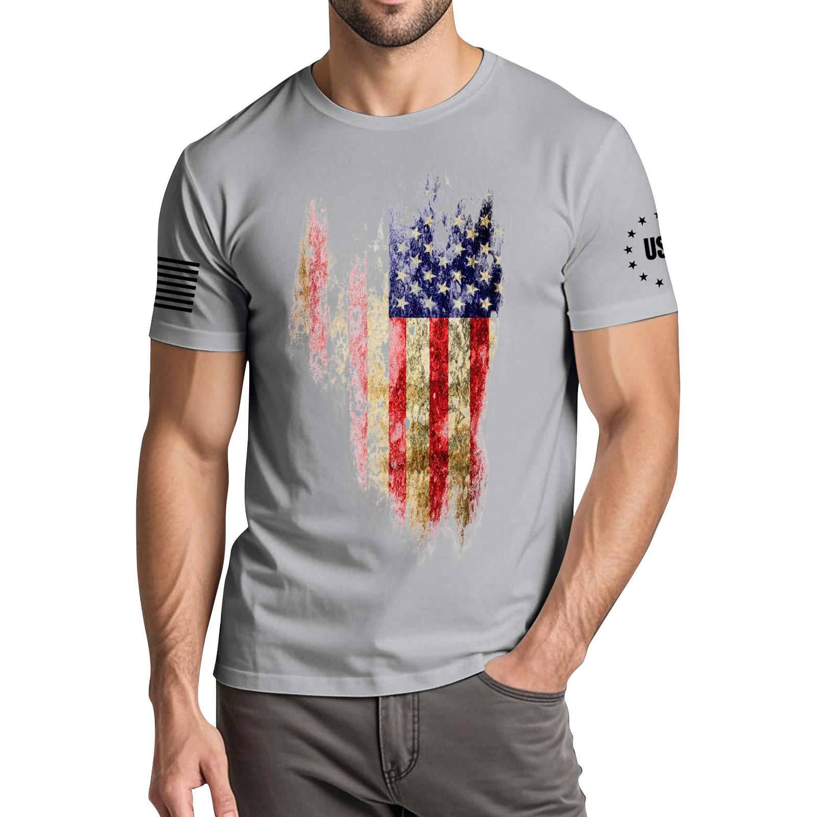 

Мужская модная повседневная футболка с круглым вырезом и коротким рукавом с принтом «День независимости» XL