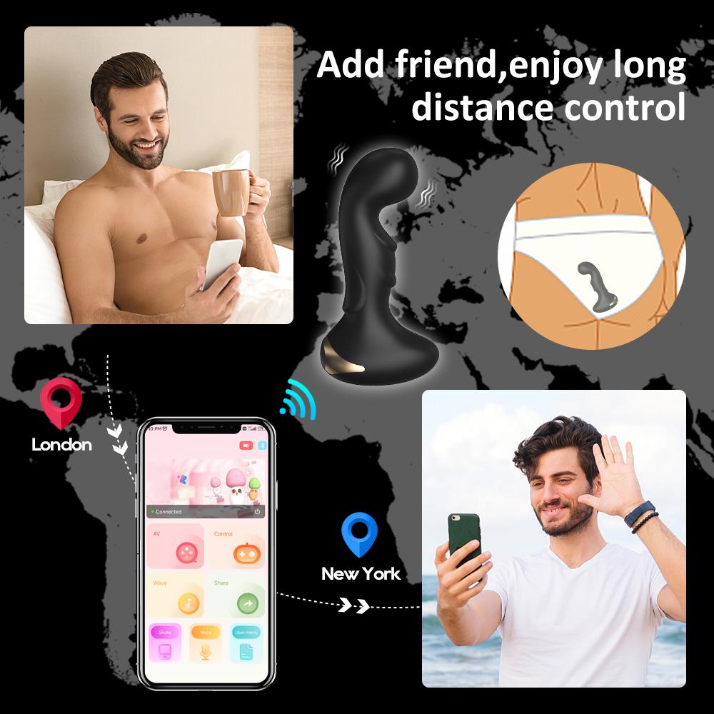 Male Thrusting Prostate Massager Bluetooth APP Vibrator for Men Gay Anal Plug Wireless Remote Butt Plug Sex Toy for Couples