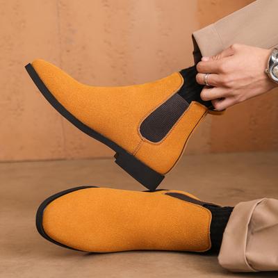 Chelsea Boots Herren Imitation Hirschleder Chelsea Herrenstiefel Mid Tube Wildlederschuhe für Herren Stiefeletten Botas Cuturno Masculinas
