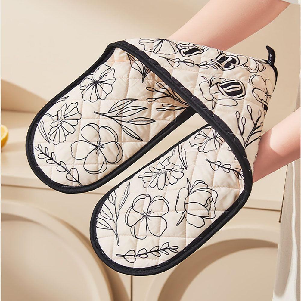 1Pc Thickened Microwave Conjoined Gloves Anti-Scald Kitchen Kit Heat Resistance Oven Mitts Portable Baking Accessories