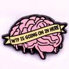 "Wtf Is Going on In Here" Interesting Brain Brooch Lapel Pin Perfect Backpack Clothes Accessory