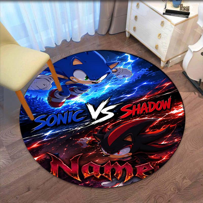 Custom Name Sonic Printed Round Rug Carpet Chair Rug Area Rug Entryway Doormats,for Office Chair Living Room Bedroom Kitchen Room.
