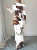 Off-Shoulder Maxi Dress with Asymmetric Neckline and Floral Print, Available in Multiple Colors