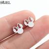 Fashion Cute Mini Mouse Ear Stud Earrings For Women Stainless Steel Minnie Girls Piercing Earings Jewelry Accessories Gifts