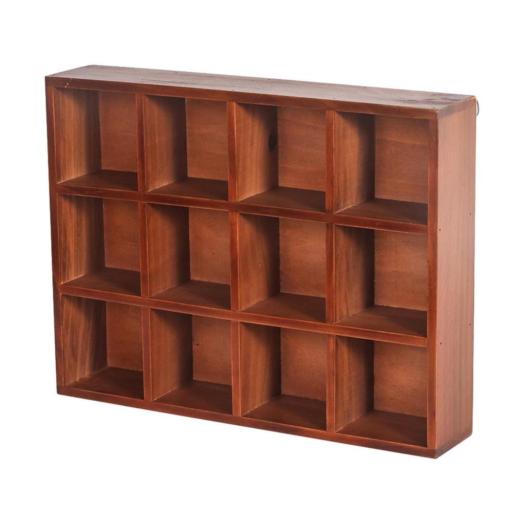 Wood Hanging Shadow Box Collectibles Display Case 38.5x7x29.5cm Wall Mounted Style A